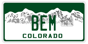 BEM  license plate in CO