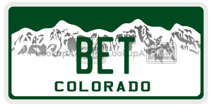 BET  license plate in CO