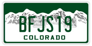 BFJS19  license plate in CO