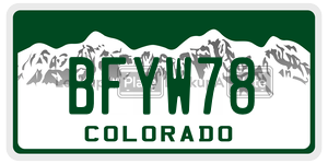BFYW78  license plate in CO