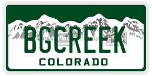BGCREEK  license plate in CO