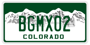BGMX02  license plate in CO