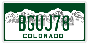 BGUJ78  license plate in CO