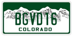 BGVD16 license plate in Colorado