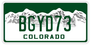 BGYD73 license plate in Colorado