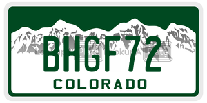 BHGF72  license plate in CO