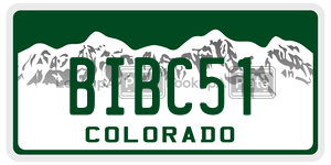 BIBC51 license plate in Colorado