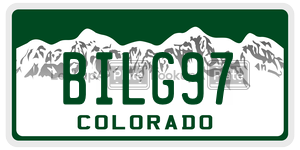 BILG97 license plate in Colorado