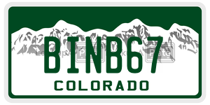 BINB67  license plate in CO