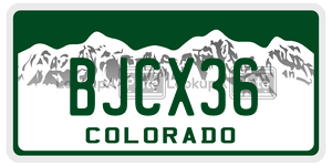 BJCX36  license plate in CO