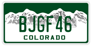 BJGF46 license plate in Colorado