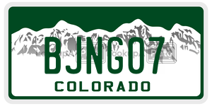 BJNG07  license plate in CO