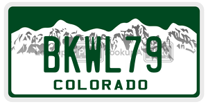 BKWL79  license plate in CO