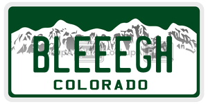 BLEEEGH  license plate in CO