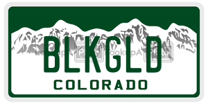 BLKGLD license plate in Colorado