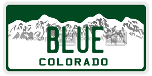 BLUE  license plate in CO