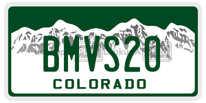 BMVS20 license plate in Colorado
