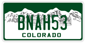 BNAH53 license plate in Colorado