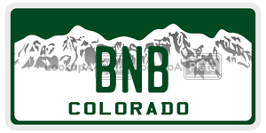 BNB  license plate in CO