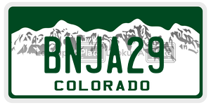 BNJA29  license plate in CO