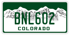 BNL602  license plate in CO