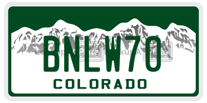 BNLW70  license plate in CO