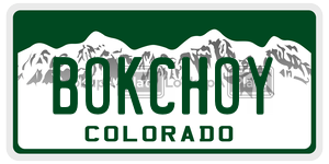 BOKCHOY  license plate in CO