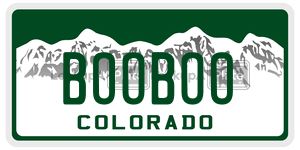 BOOBOO  license plate in CO