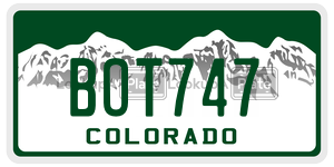 BOT747  license plate in CO