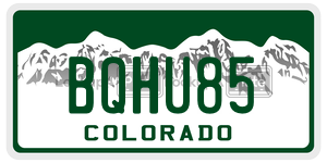 BQHU85 license plate in Colorado