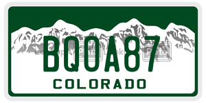 BQOA87  license plate in CO