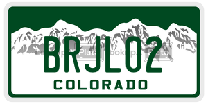 BRJL02 license plate in Colorado