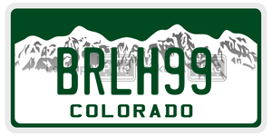 BRLH99 license plate in Colorado