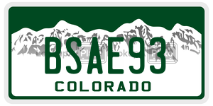 BSAE93  license plate in CO