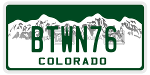 BTWN76  license plate in CO