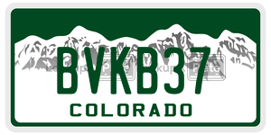 BVKB37  license plate in CO