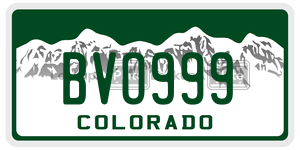 BVO999 license plate in Colorado