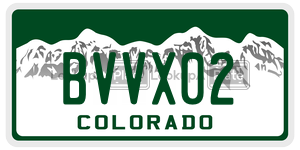 BVVX02  license plate in CO