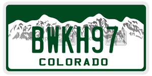 BWKH97 license plate in Colorado