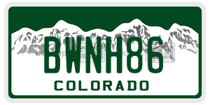 BWNH86  license plate in CO