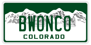 BWONCO  license plate in CO