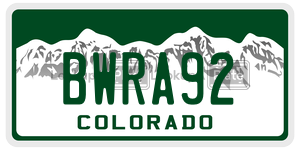 BWRA92  license plate in CO