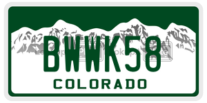 BWWK58  license plate in CO