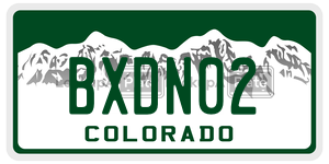 BXDN02  license plate in CO