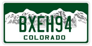 BXEH94  license plate in CO