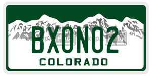 BXON02  license plate in CO