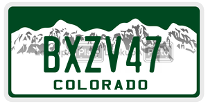 BXZV47  license plate in CO