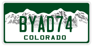 BYAD74  license plate in CO