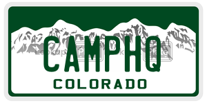 CAMPHQ license plate in Colorado