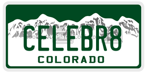 CELEBR8  license plate in CO